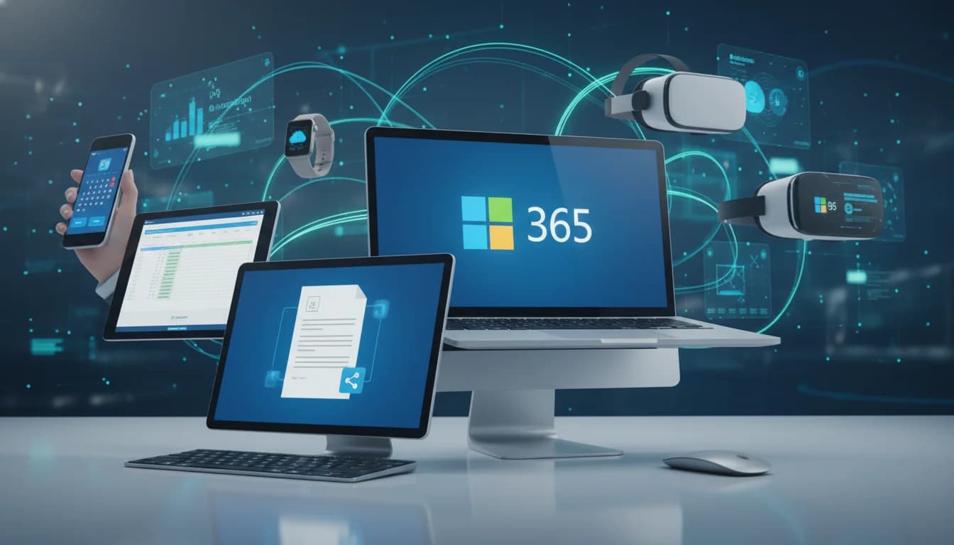 Màn hình các máy vi tính đang chạy MIcrosoft 365